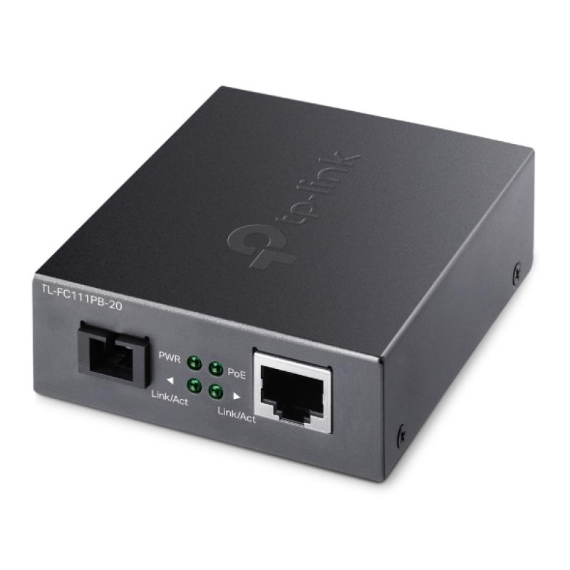 Omada 10/100 Mbps RJ45 to 100 Mbps Single-mode SC WDM Bi-Directional Fiber Converter With 1-Port PoE PORT: 1× 100Mbps SC Port, 1× 10/100M PoE RJ45 Port (Auto MDI/MDIX) SPEC: 802.3af, 15.4W PoE Budget, Full-duplex, Tx:1310 nm, Rx:1550 nm, Up to 20 km